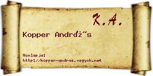 Kopper András névjegykártya